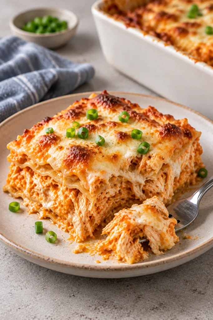 Cheesy Buffalo Ranch Chicken Lasagna