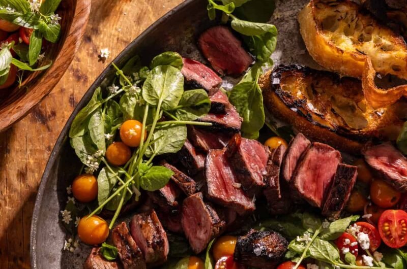 Honey Soy Steak with Cherry Tomato Salad.