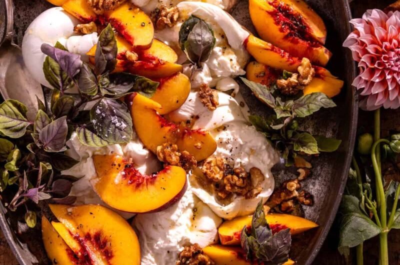 Smashed Burrata with Peaches