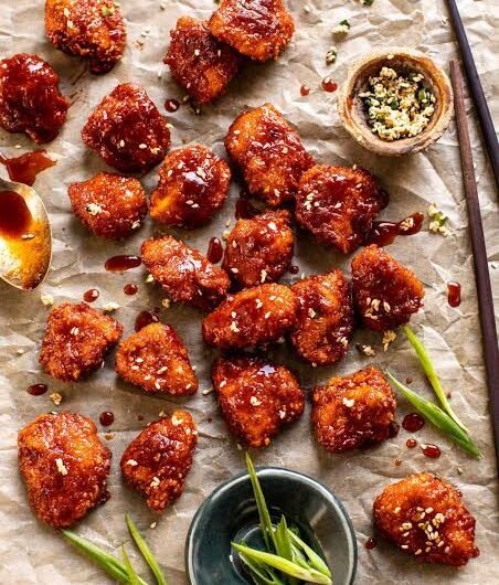 Korean Style Popcorn Chicken (Dakgangjeong)
