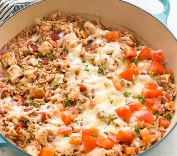 One Pot Caprese Chicken and Rice