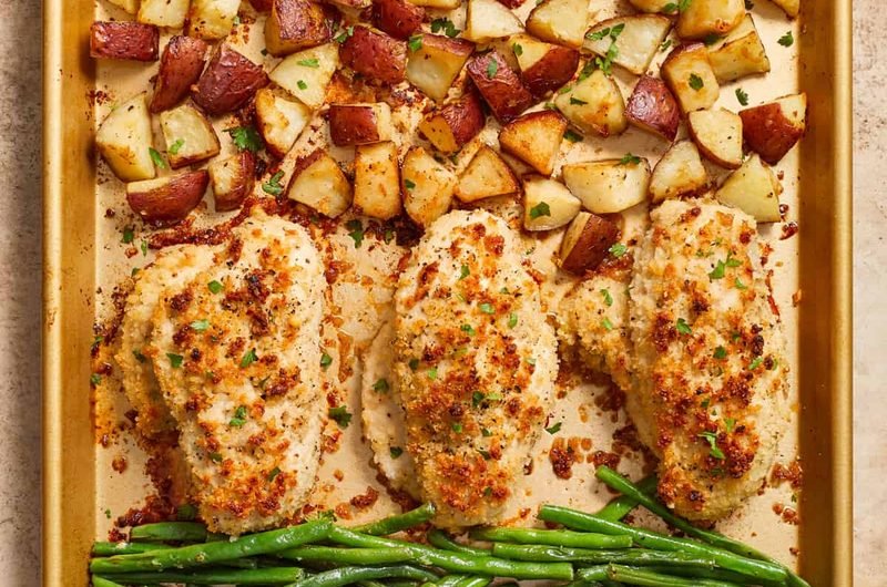Parmesan Crusted Chicken Sheet Pan Dinner