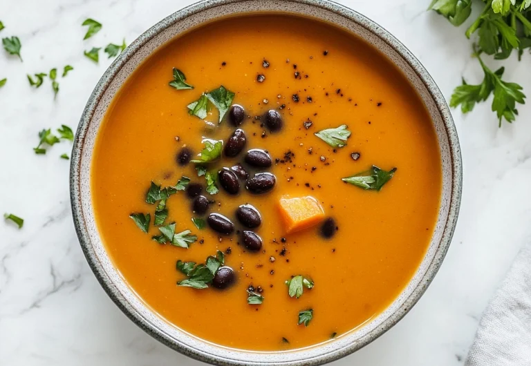 Sweet Potato & Black Bean Soup with a Twist