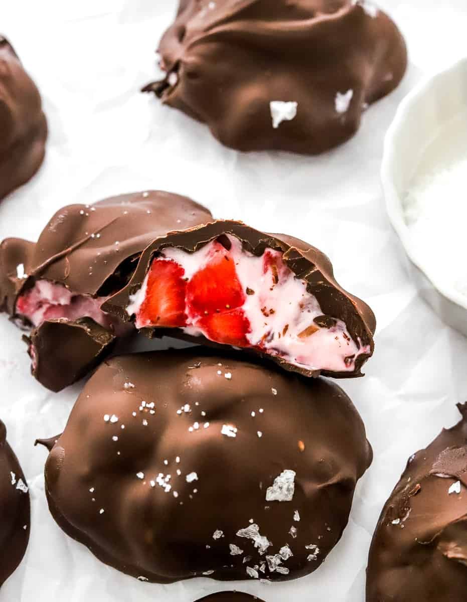 Chocolate Strawberry Frozen Yogurt Bites